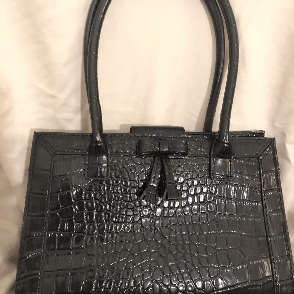 Liz Claiborne Black Faux Croc Purse